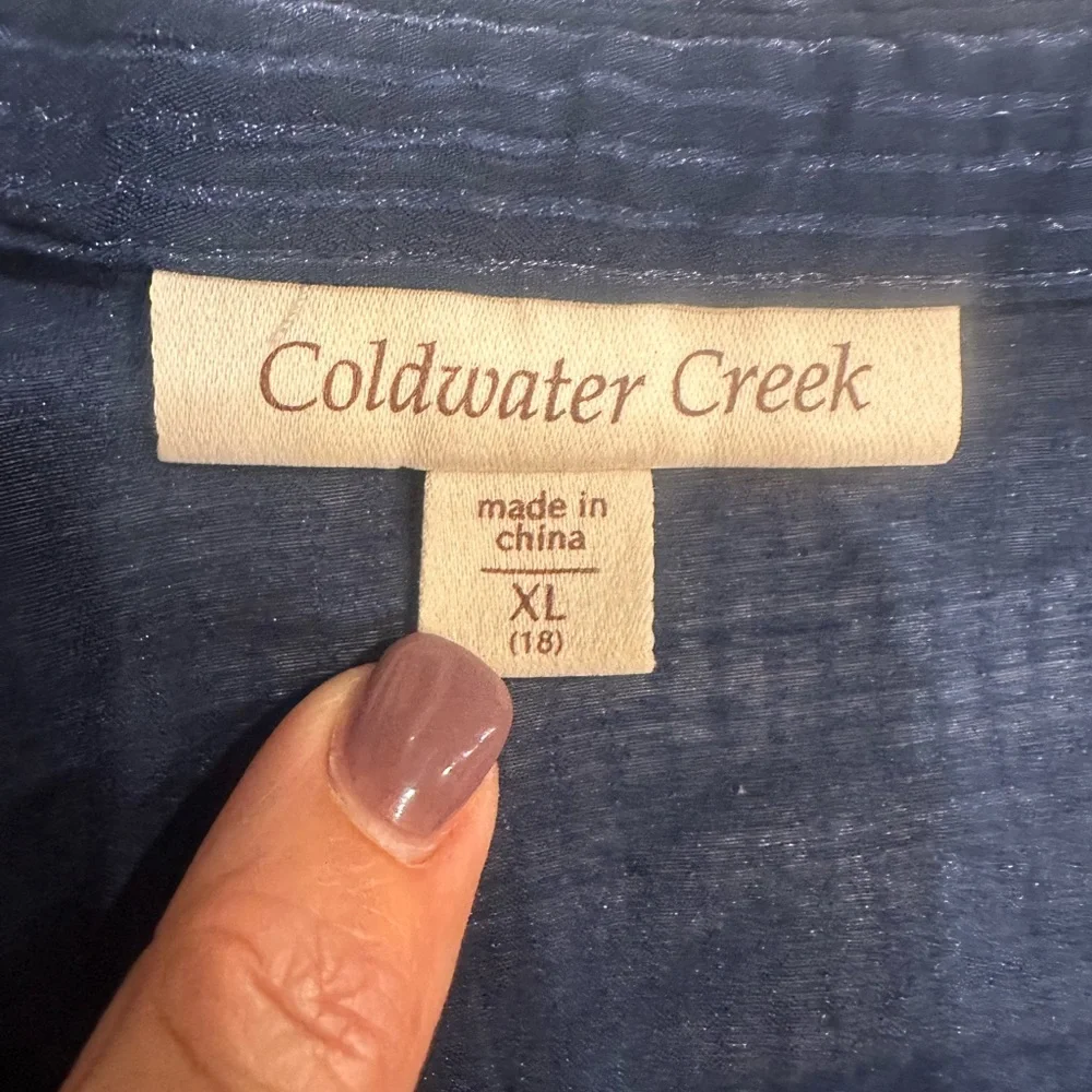 Coldwater Creek Dark Blue Button-Down‎ Shirt - Picture 2 of 5